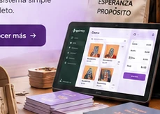 Productos y pantalla ilustrativa de IglePOS Tienda